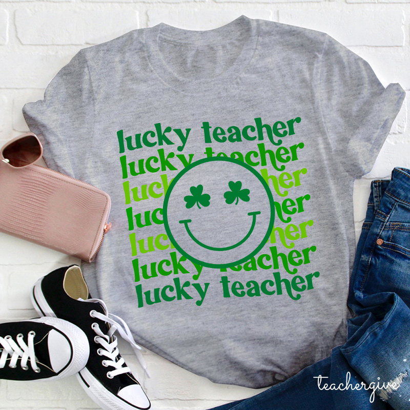 Lucky Teacher Check Teacher T-Shirt