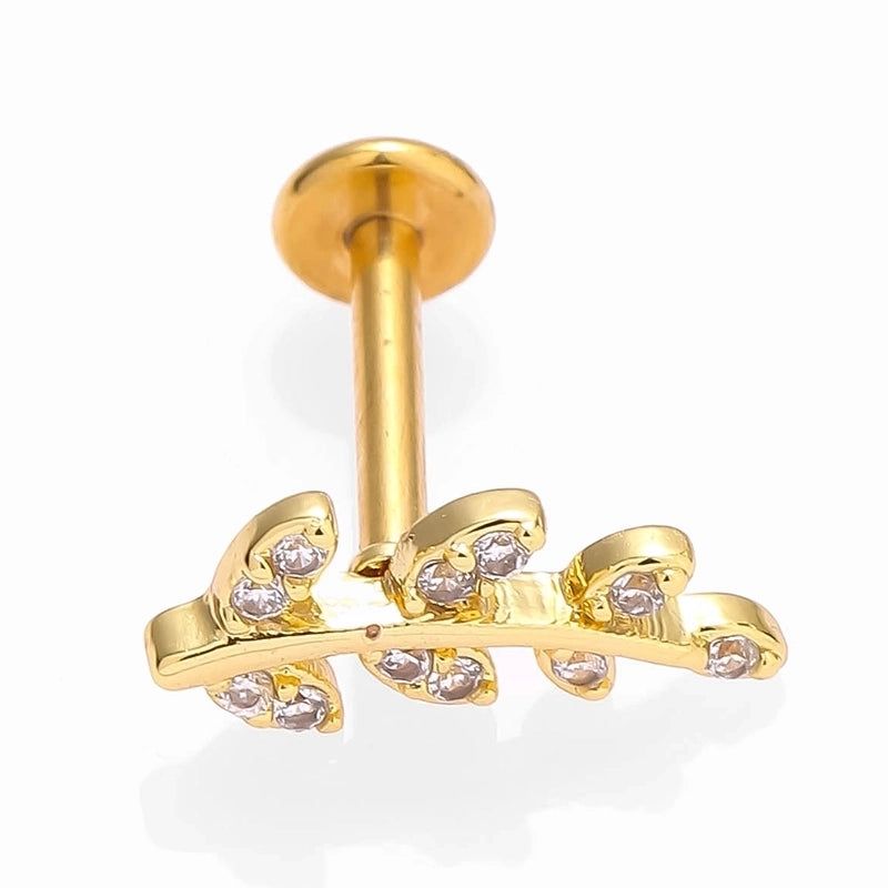 1 Piece Lip Rings Minimalist Commute Leaves Heart Shape Flower 316L Stainless Steel  Inlay Zircon 18K Gold Plated Ear Cartilage Rings & Studs