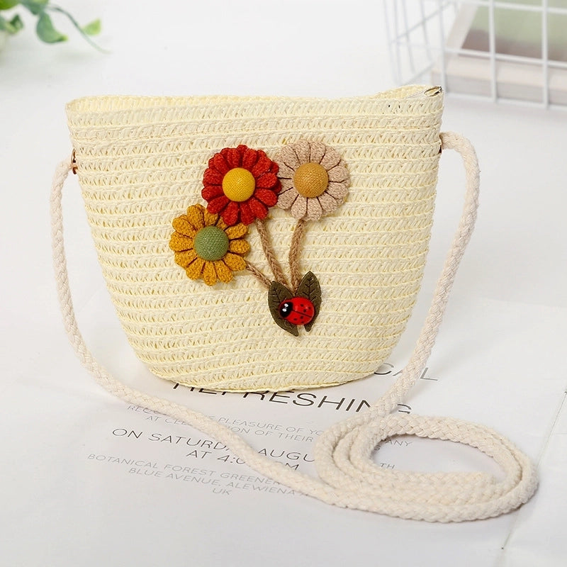 Girl's Cartoon Style Cute Flower Straw Hat