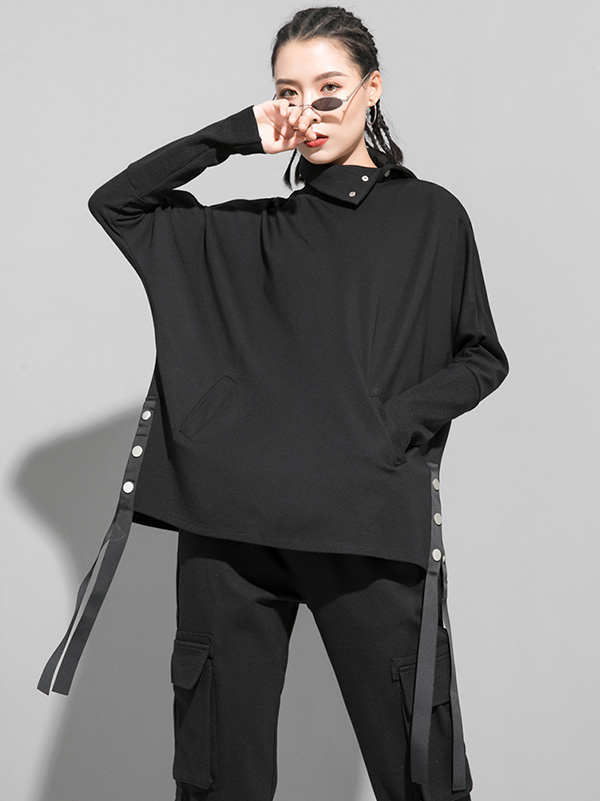 Original Solid Stand Collar T-Shirts Tops