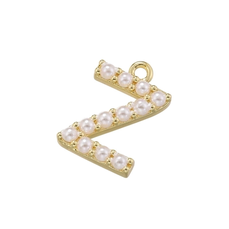 Casual Elegant Minimalist Letter Copper Plating Inlay Artificial Pearls 18k Gold Plated Charms