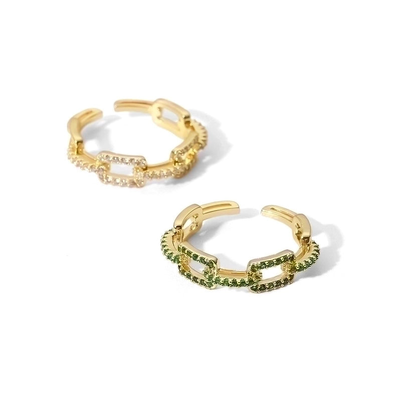 Copper Vintage Style Plating Rectangle Zircon Open Ring