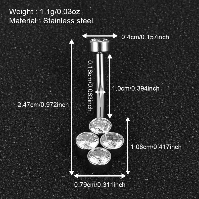 1 Piece Belly Rings Minimalist Classic Style Solid Color 302 Stainless Steel 316 Stainless Steel  Polishing Rhinestone Inlay Diamond Belly Rings