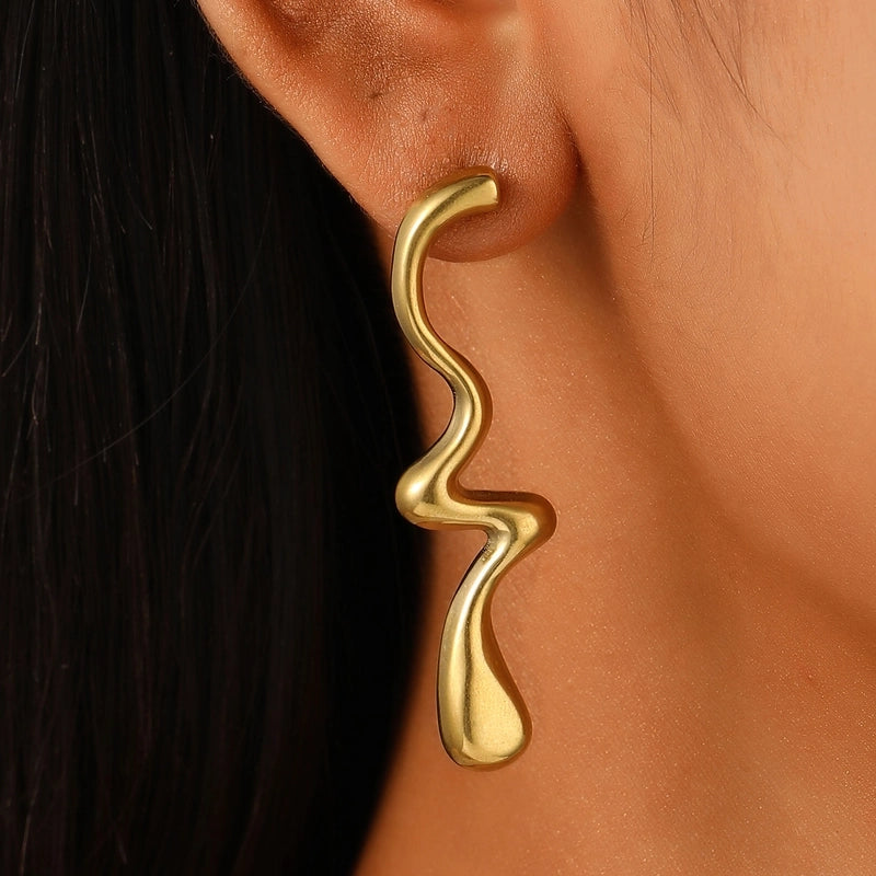 1 Pair Retro Minimalist Commute Geometric 304 Stainless Steel 18K Gold Plated Ear Studs