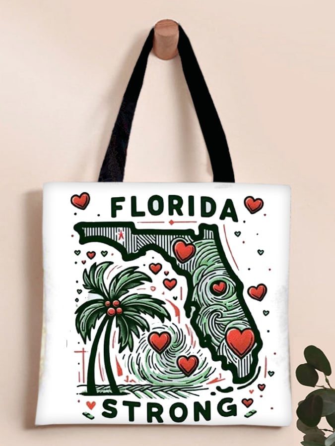 Florida  Strong Mitton Hurricane Print Casual Canvas Bag