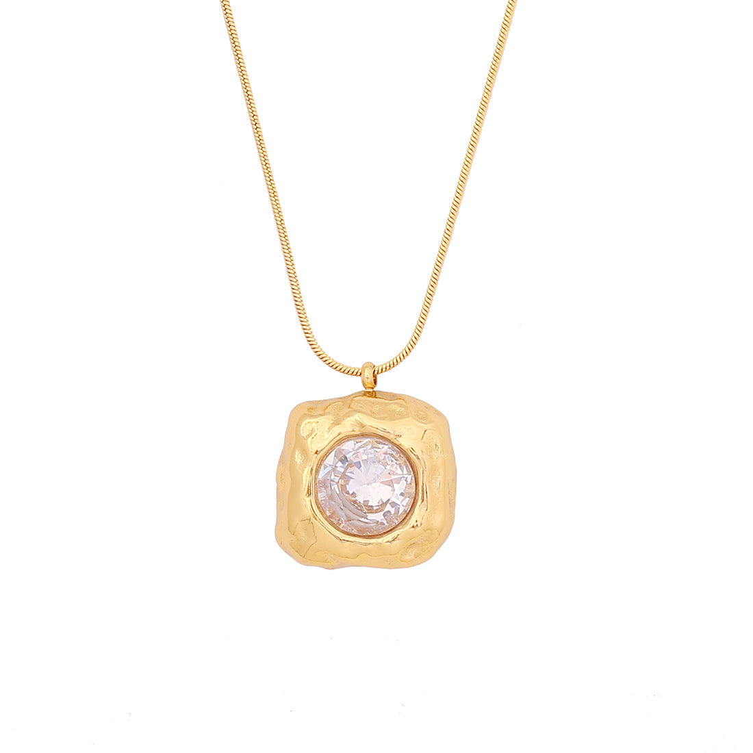 White Diamond Geometric Irregular Pendant Butterfly Stainless Steel Necklace N1467
