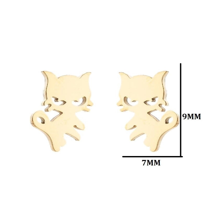 1 Pair Cute Cat Plating 304 Stainless Steel 18K Gold Plated Ear Studs