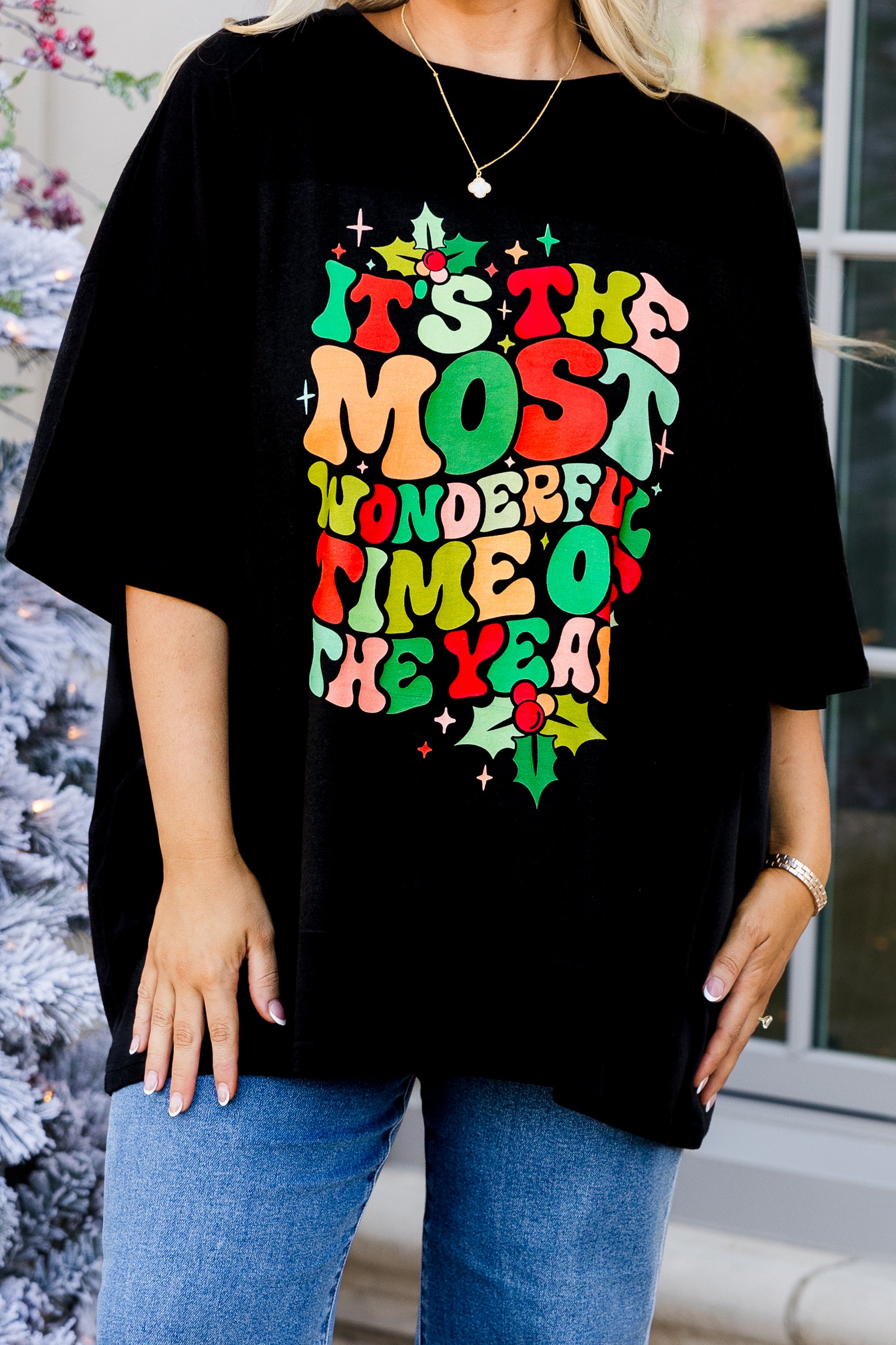 Most Wonderful Time Boyfriend Tee. Black