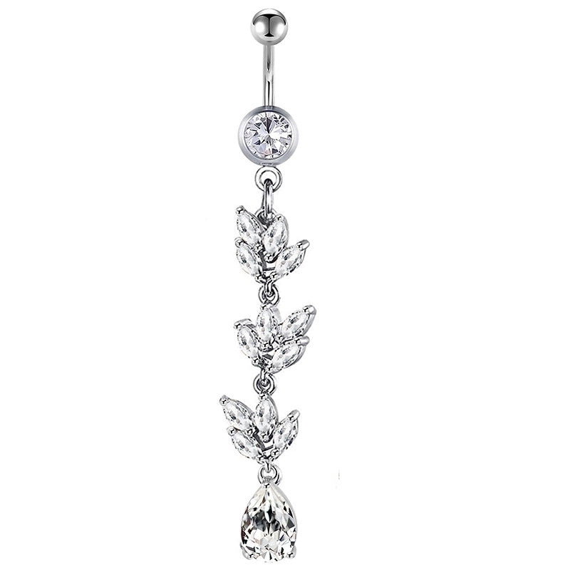 Minimalist Heart Shape Bow Knot Stainless Steel Plating Zircon Belly Ring 1 Piece