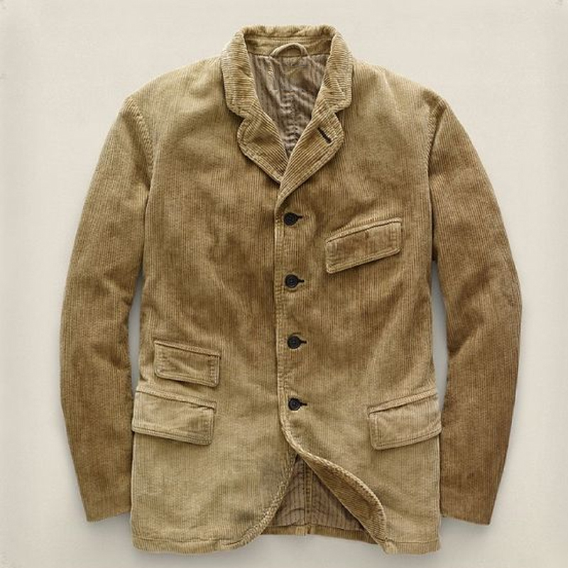 Retro Corduroy Casual Solid Color Single Breasted Jacket