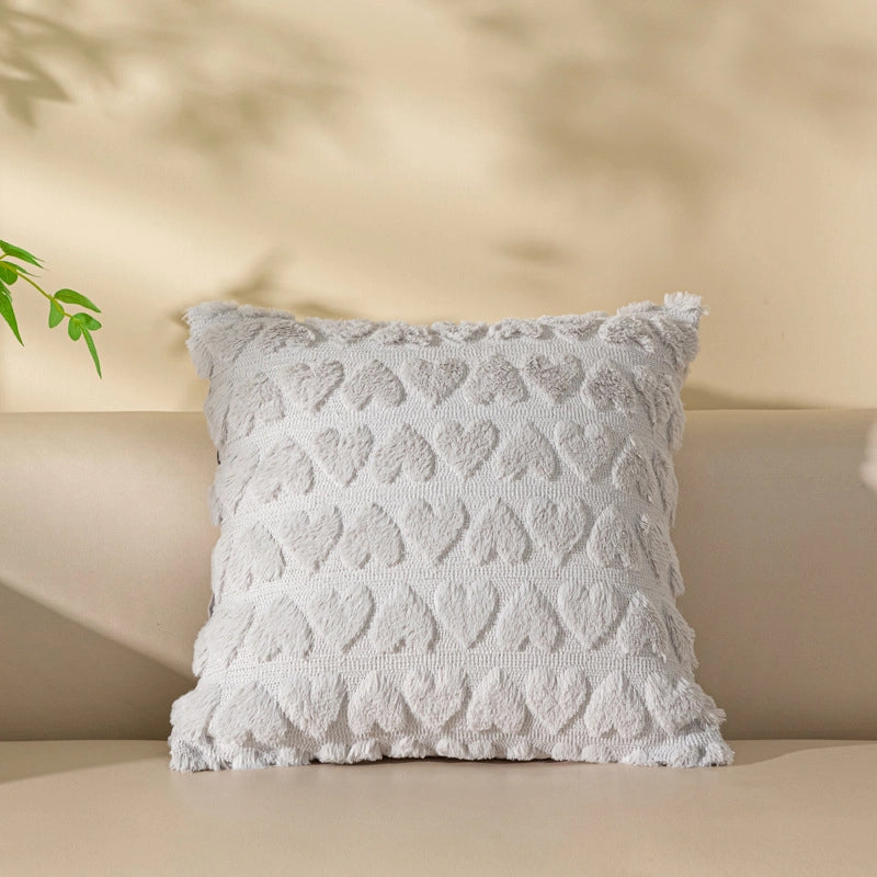 Valentine'S Day Elegant Lady Minimalist Heart Shape Plush Pillow Cases Couch & Sofa Decor