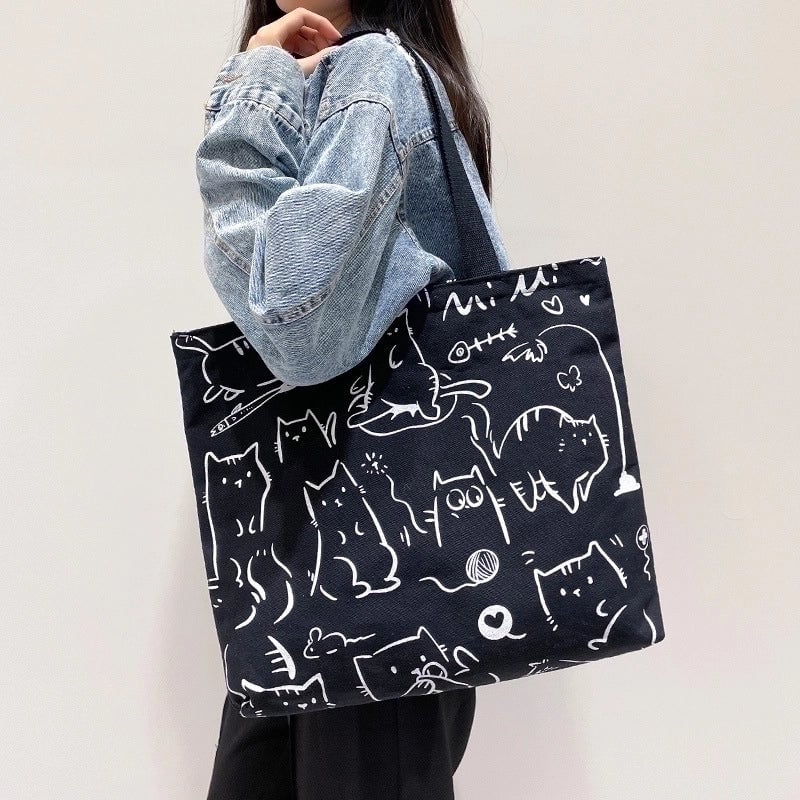 Women's Cute Cartoon Canvas Shopping Bags