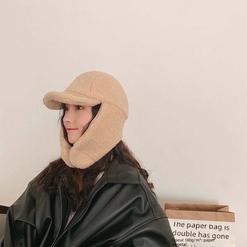 Hat Women's Autumn And Winter Baseball Cap Korean Style Japanese Style Cute Ear Protector Winter Plush Thickened Lei Feng Cap