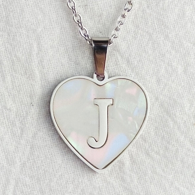 Cute Sweet Letter Titanium Steel Plating Inlay Shell Pendant Necklace