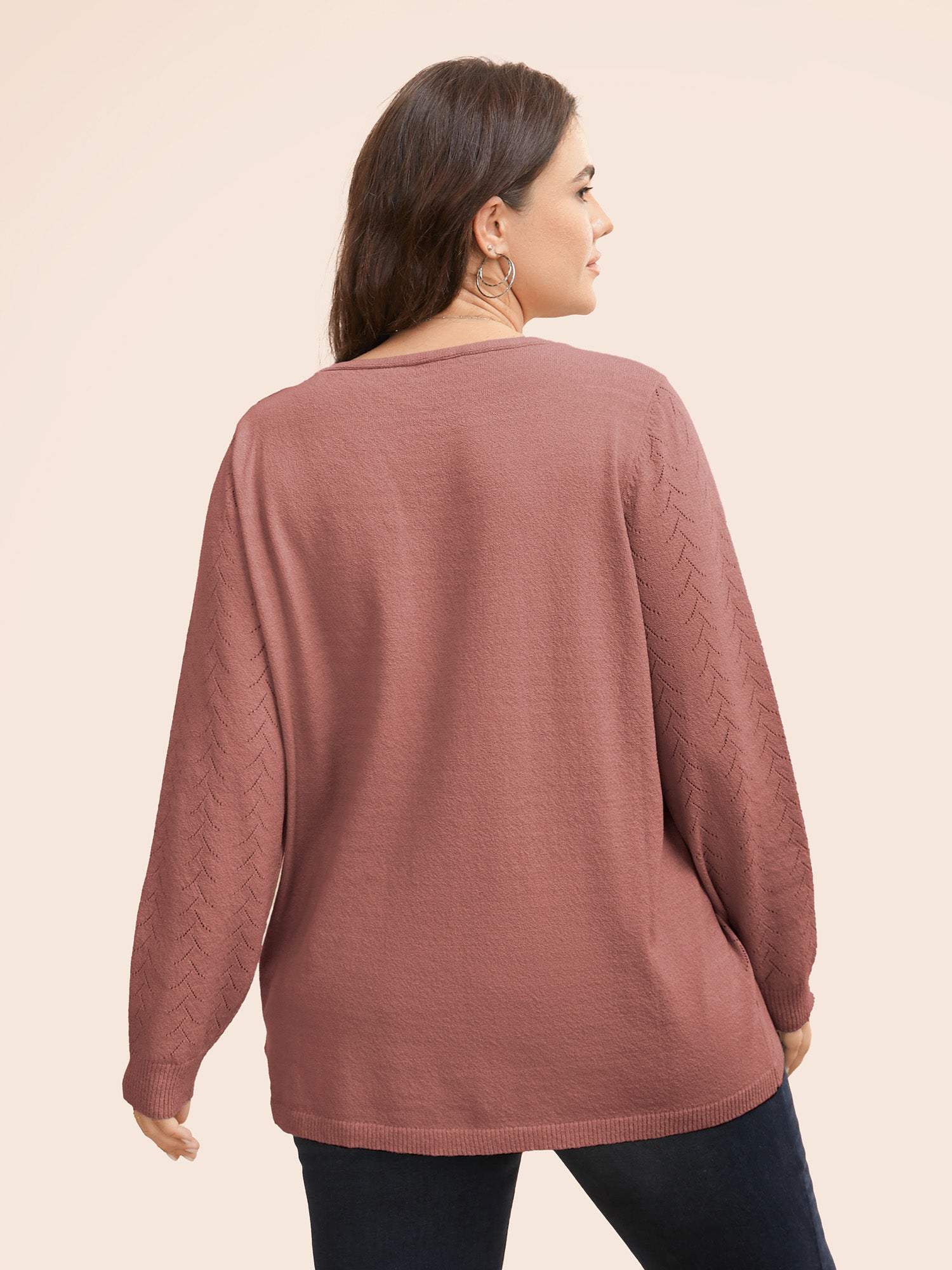 Texture V Neck Lightweight Pullover