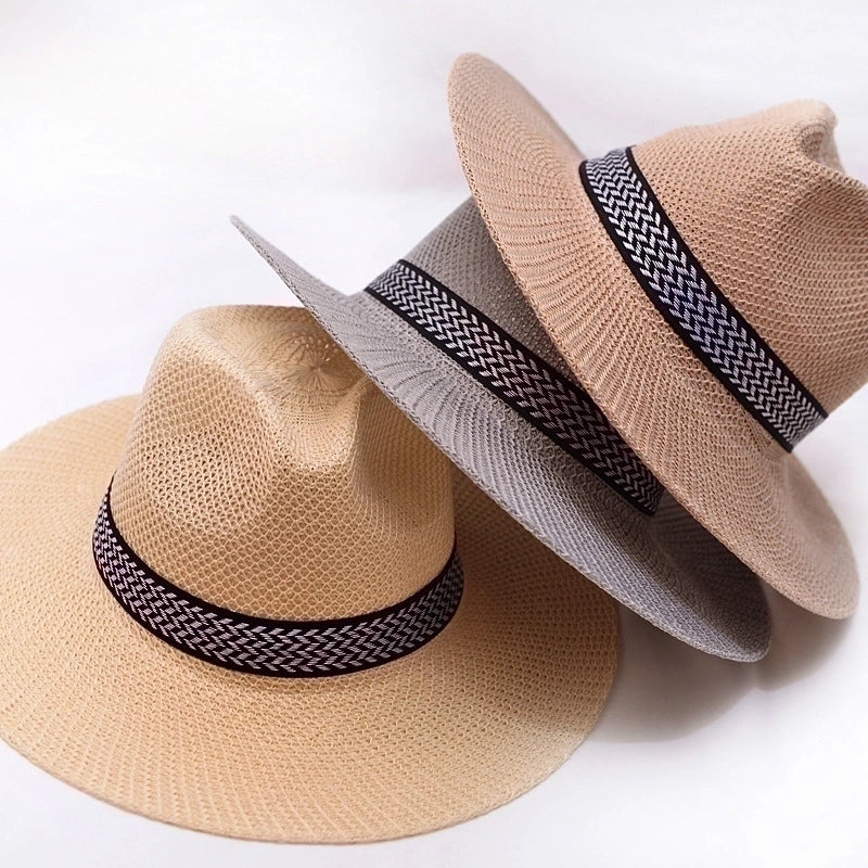 Unisex Minimalist Stripe Wide Eaves Sun Hat