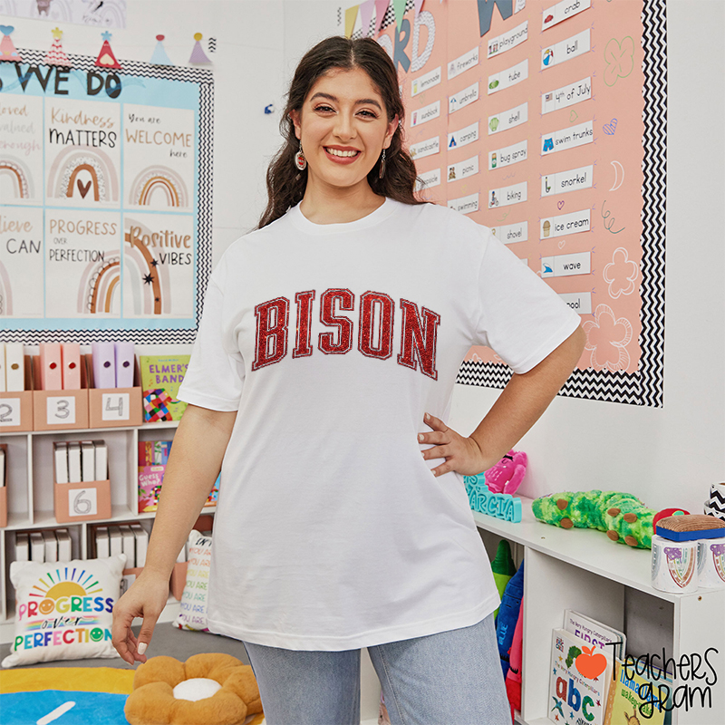 Personalized Mascot Glitter Arch Teacher T-Shirt