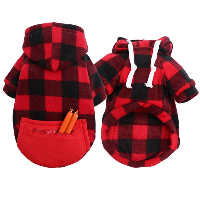 Winter Warm Plaid Dog Cat Hoodie