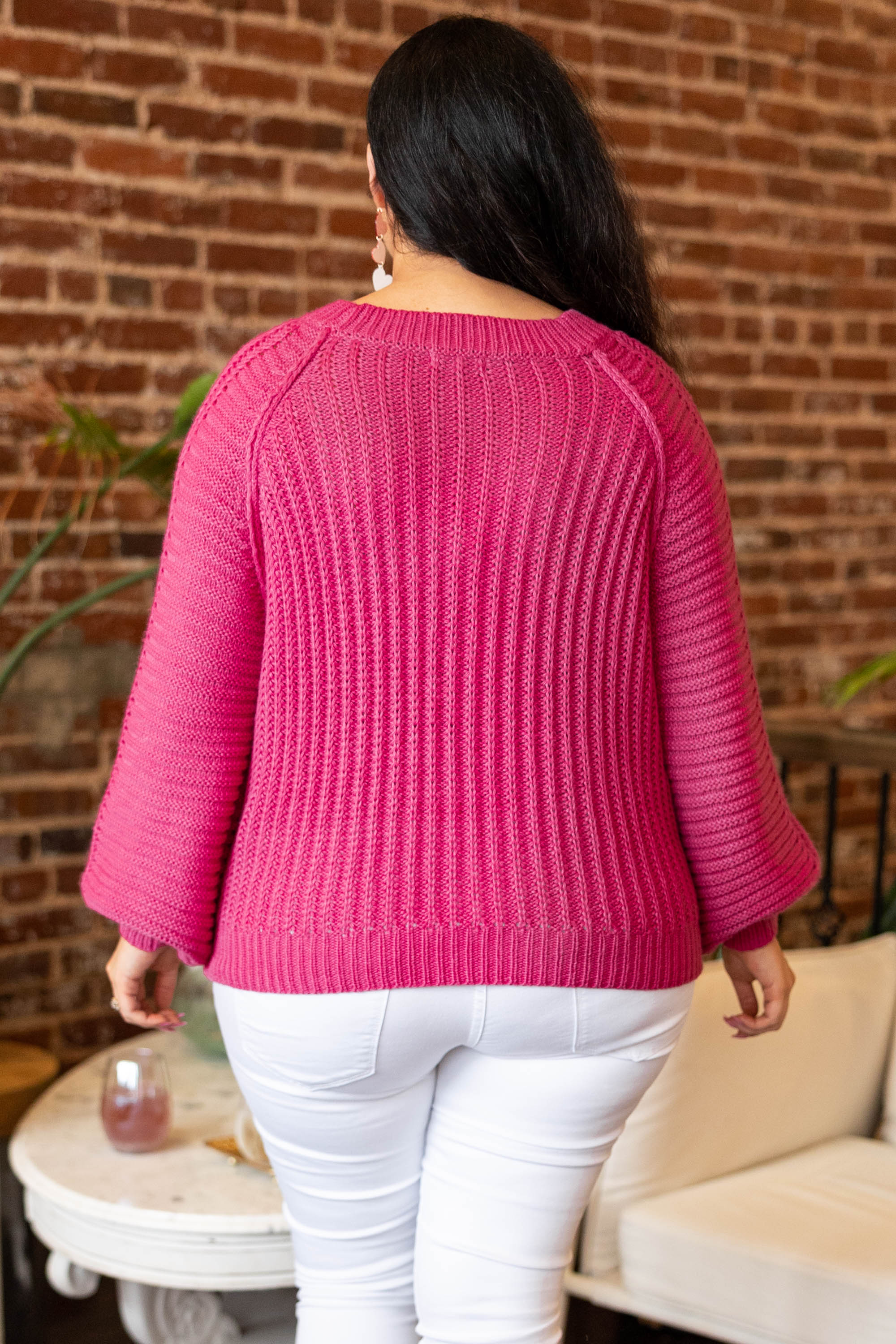 See You Tomorrow Sweater. Fuchsia