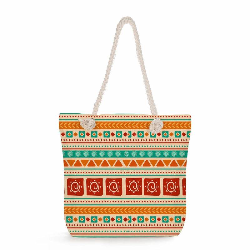 Geometric Printing Tote Bag Student Book Storage Shoulder Bag Large Capacity Handbag