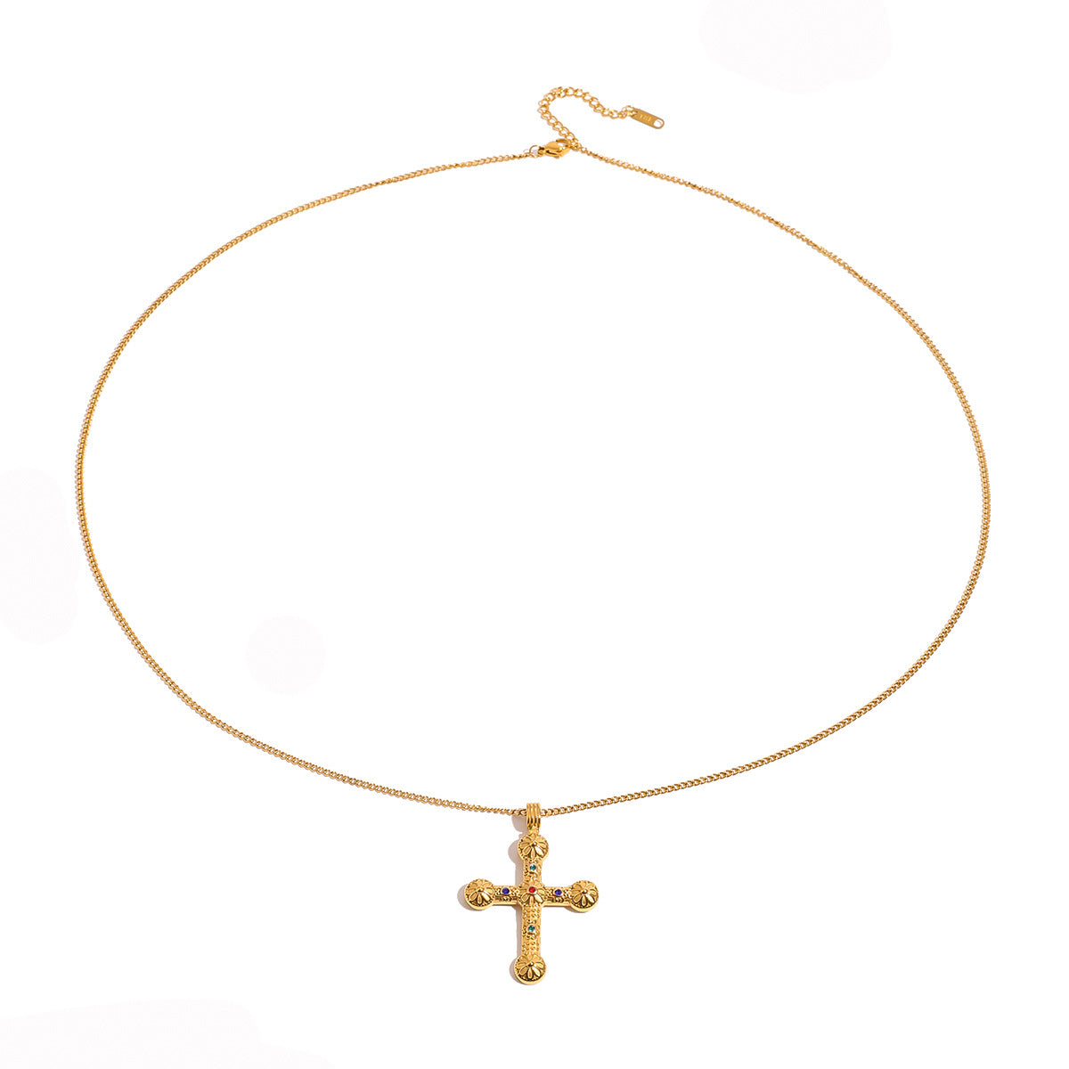 Stainless Steel Diamond Cross Necklace Niche Fashion Sweater Chain Titanium Steel Necklace