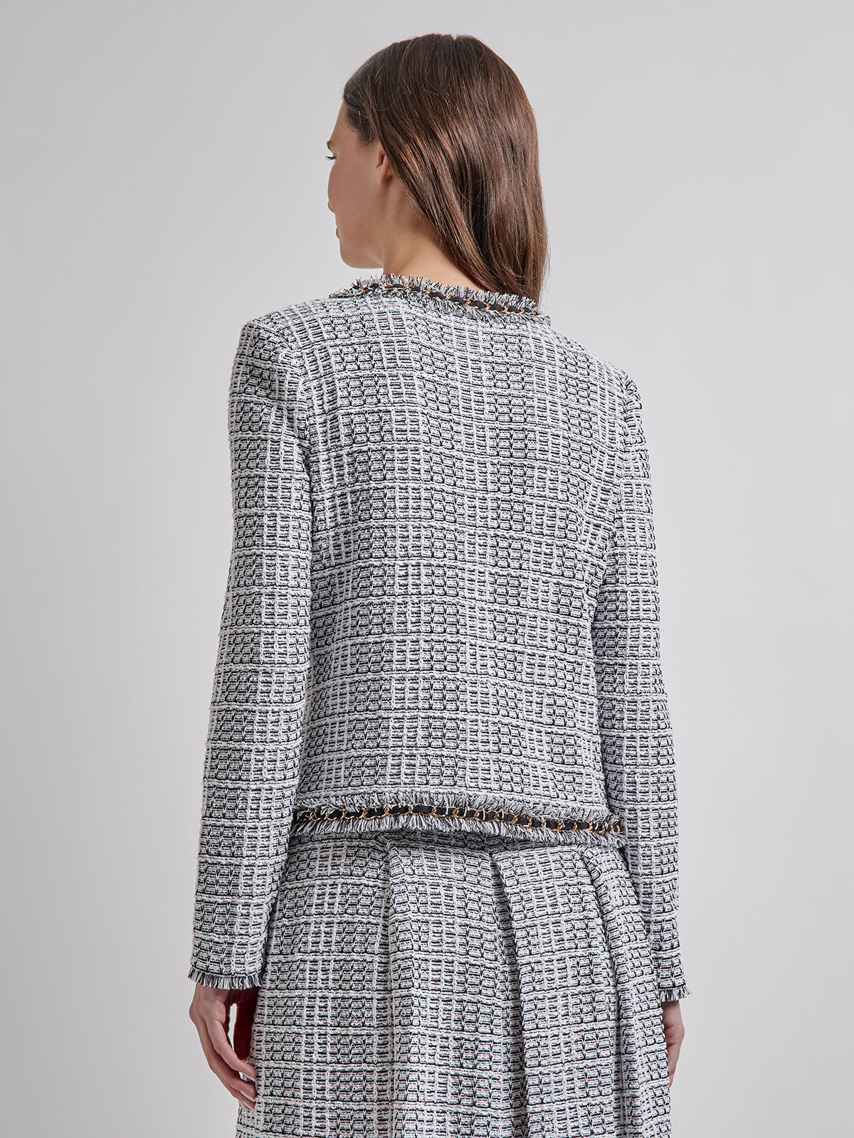 Heritage Chain & Fringe Trim Tweed Knit Jacket - Vanity Fit