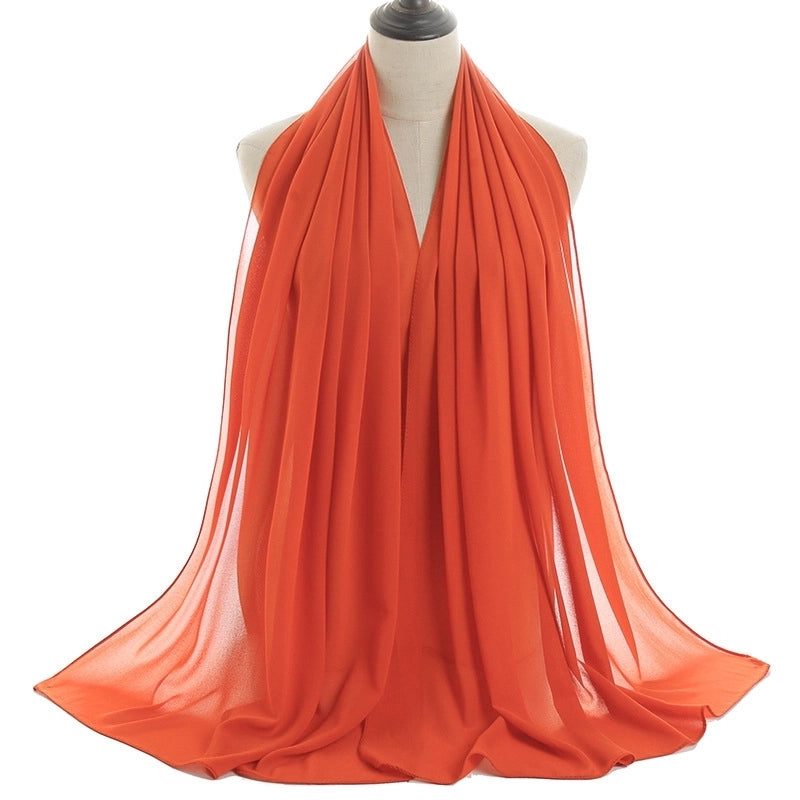 Women's Minimalist Solid Color Chiffon Cotton Linen Scarves
