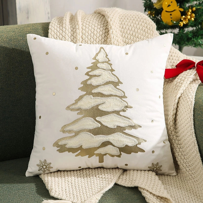 Fashion Christmas Tree Elk Short Plush Pillow Cases