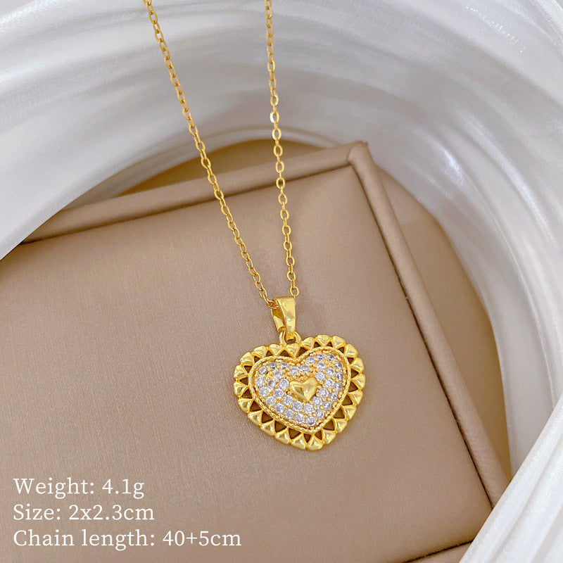 Copper Micro-Inlaid Cross Fashionable And Gorgeous Full Diamond Necklace For Women All-Match Clavicle Chain Titanium Steel
