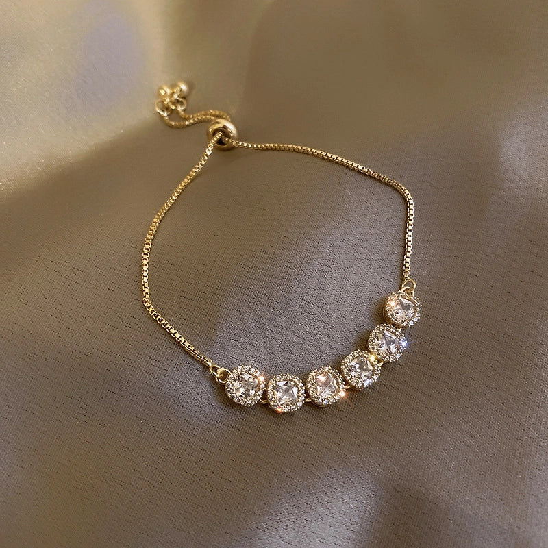 Minimalist Heart Shape Copper Inlay Zircon Bracelets