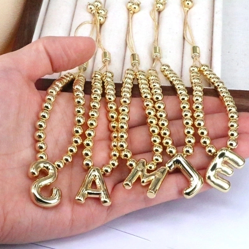 Copper Gold Plated Vintage Style Minimalist Letter Bracelets