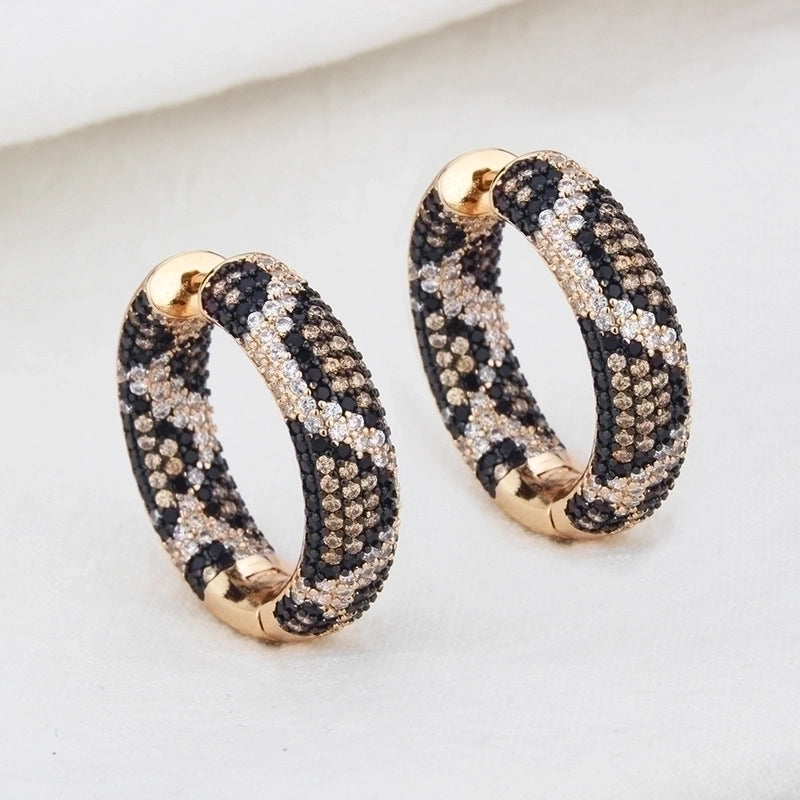 Minimalist Circle Copper Zircon Gold Plated Earrings
