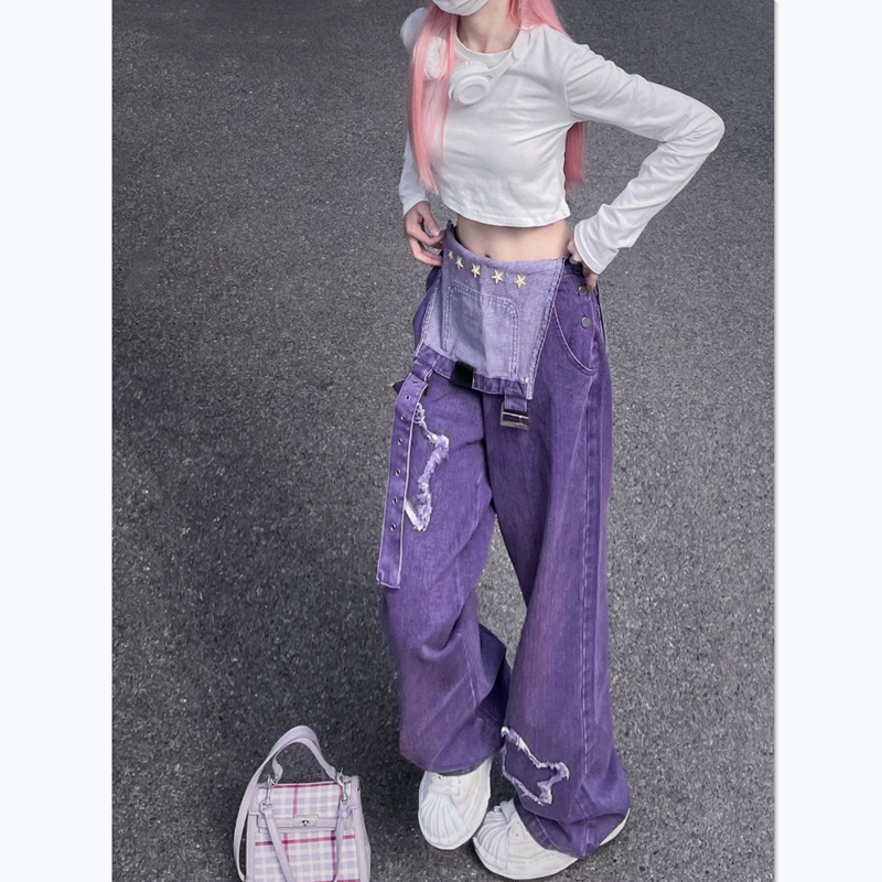 Purple Denim Overalls  KF9943