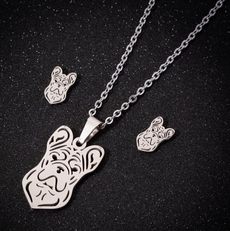 Minimalist Geometric Leaf Heart Shape Stainless Steel Plating Earrings Necklace 1 Set