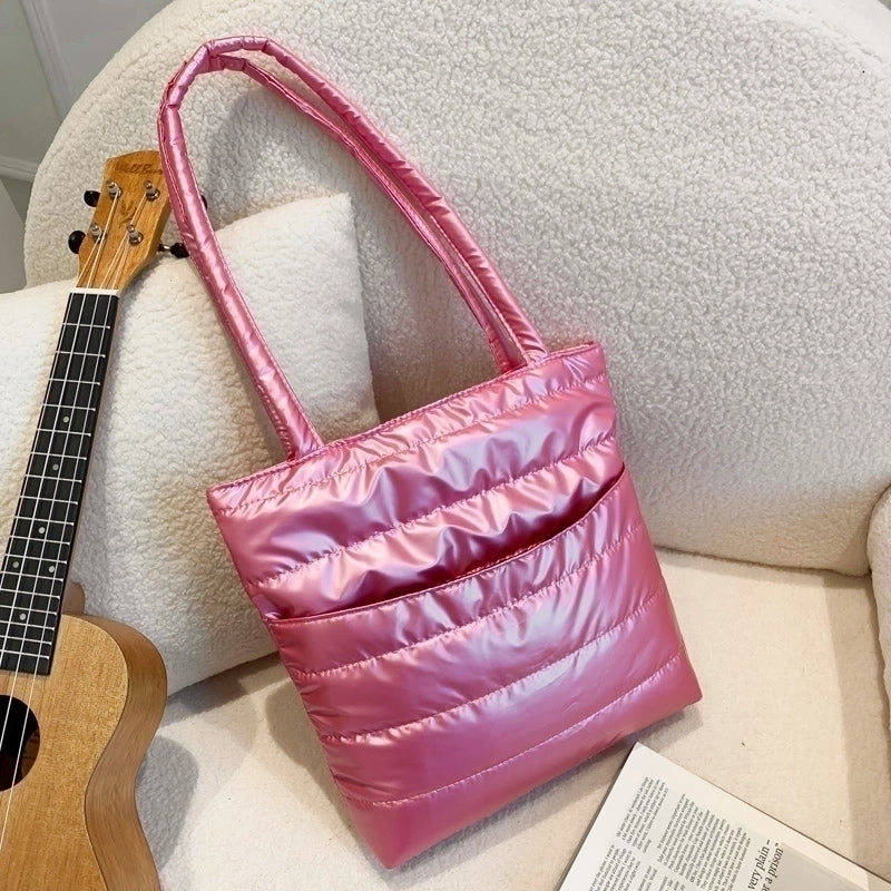 Women's Autumn&winter Cotton Solid Color Streetwear Square Zipper Shoulder Bag
