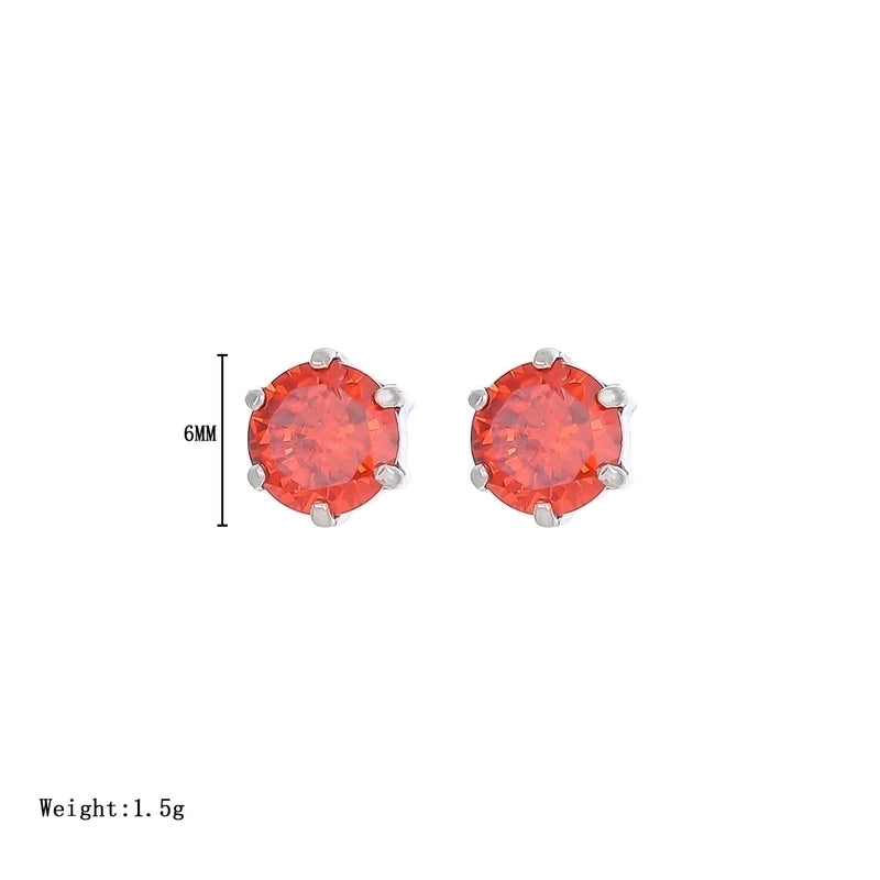 1 Pair Minimalist Round Inlay 304 Stainless Steel Zircon White Gold Plated Gold Plated Ear Studs