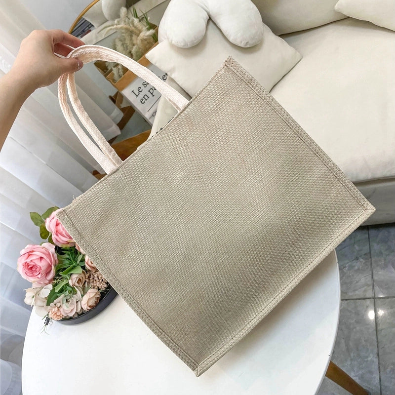 Women's Medium Cotton And Linen Letter Flower Streetwear Magnetic Buckle Tote Bag