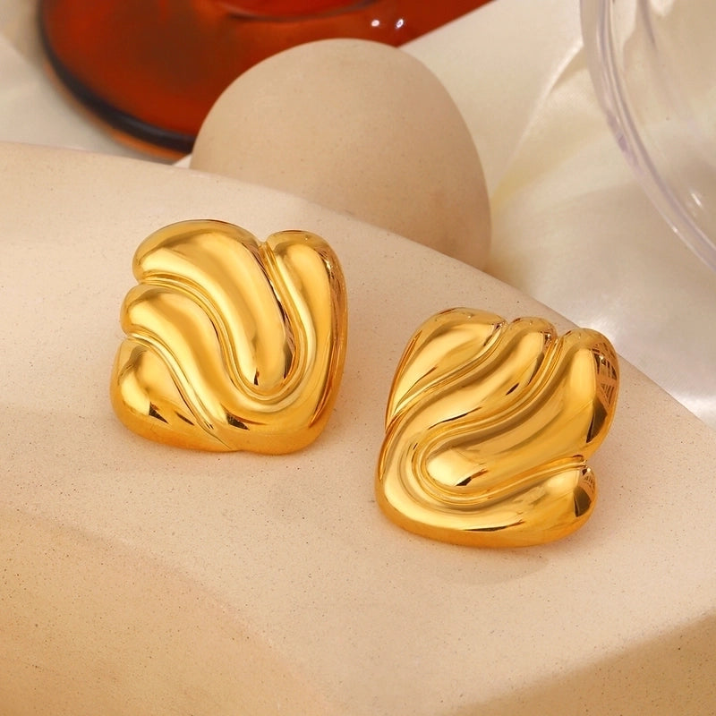 1 Pair Minimalist Classic Style Geometric Square Oval Polishing 304 Stainless Steel 18K Gold Plated Ear Studs
