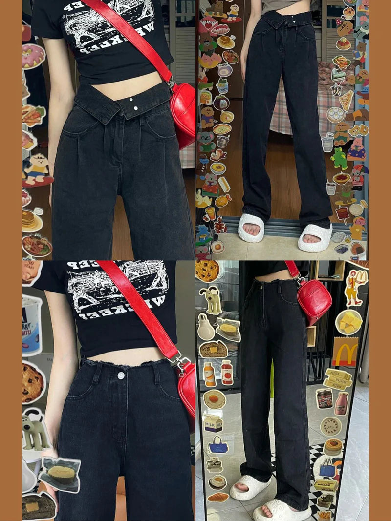 BLACK HIGH WAIST JEANS  KF9940