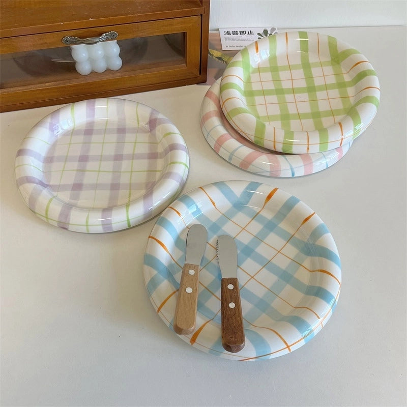 Cute Lattice Porcelain Plate 1 Piece