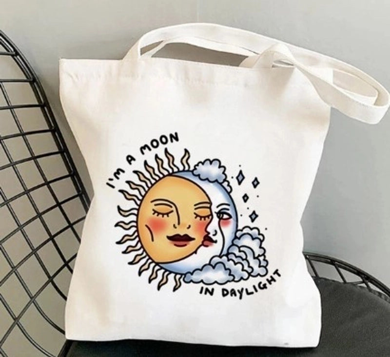 Women's Minimalist Sun Moon Shopping Bags