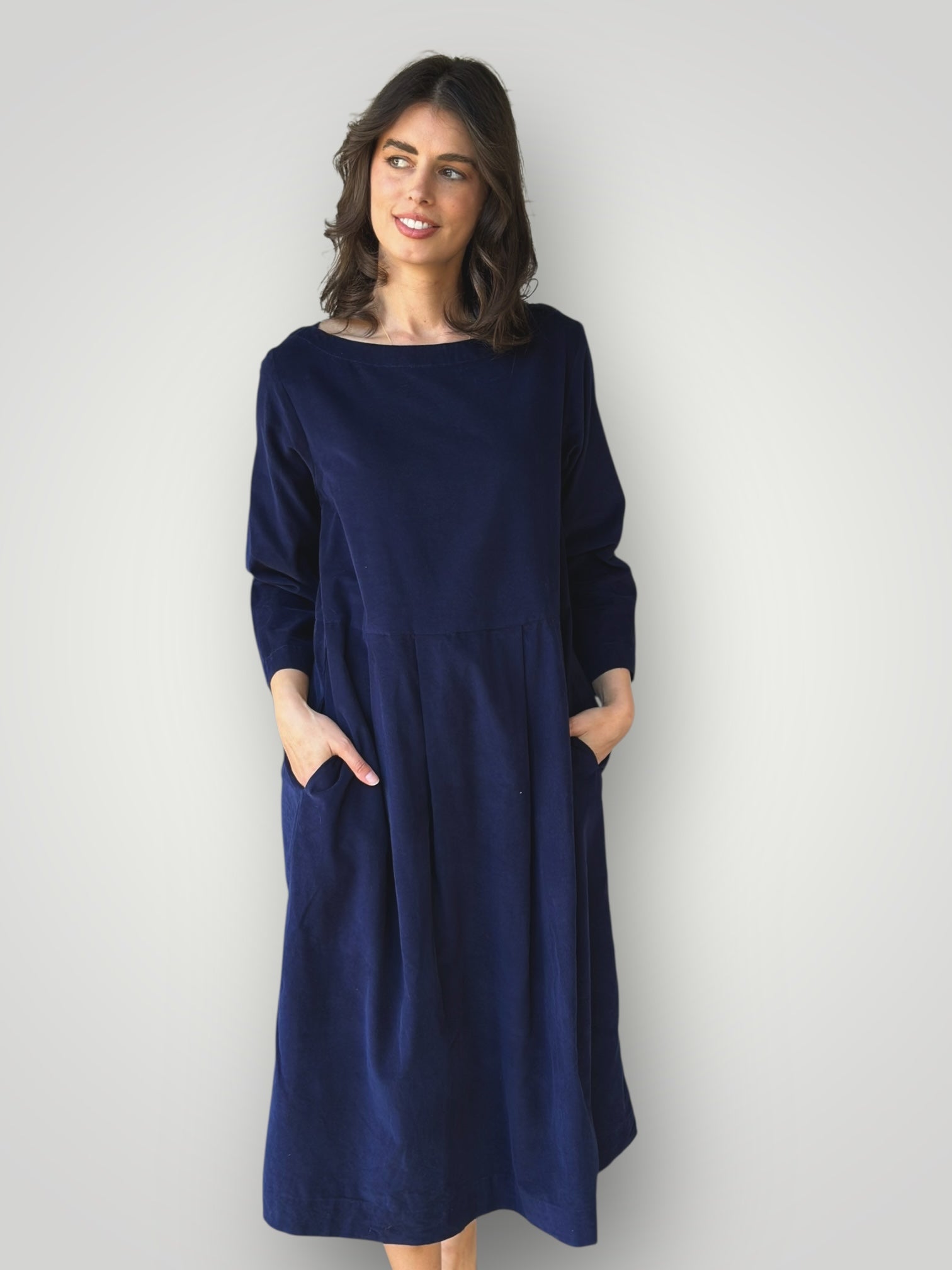 laura dress-indigo cord