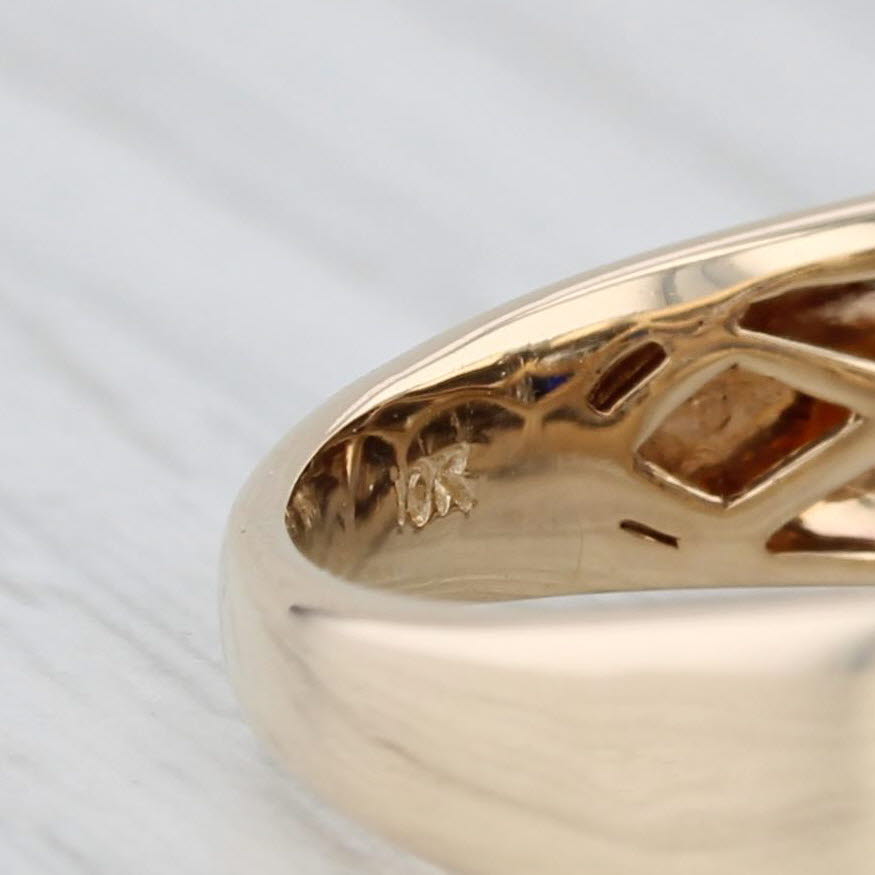 Lab Created Blue Sapphire Diamond Ring 10k Yellow Gold Size 10.5 Men's