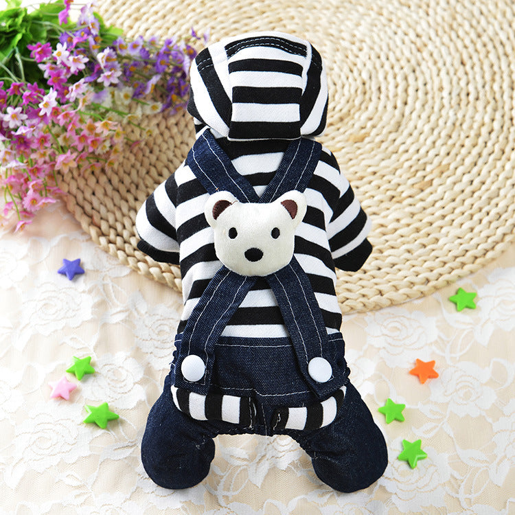 Bear Striped Dog Cat Jumpsuit/Dress