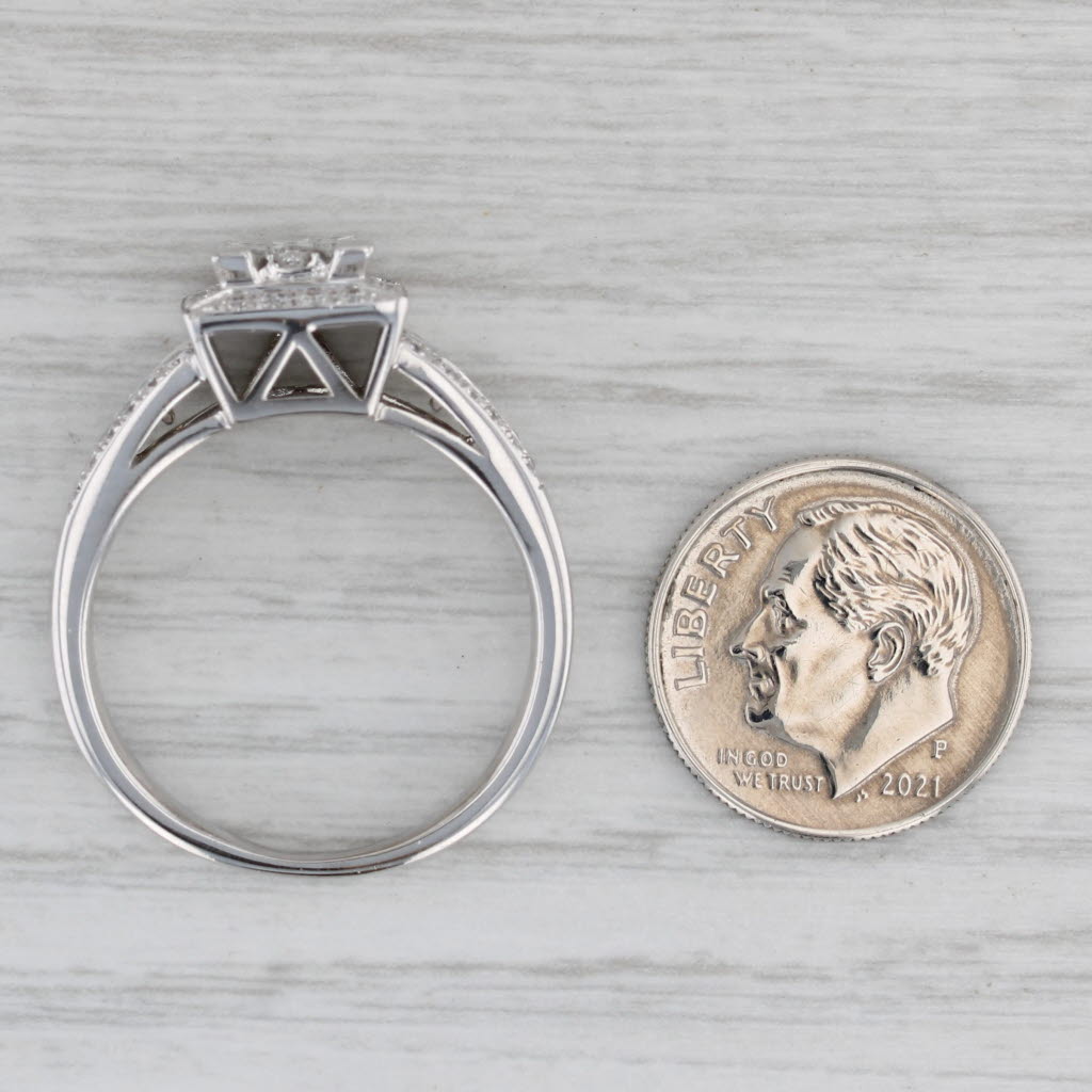 1.22ctw Princess Diamond Halo Engagement Ring 14k White Gold Size 10.5