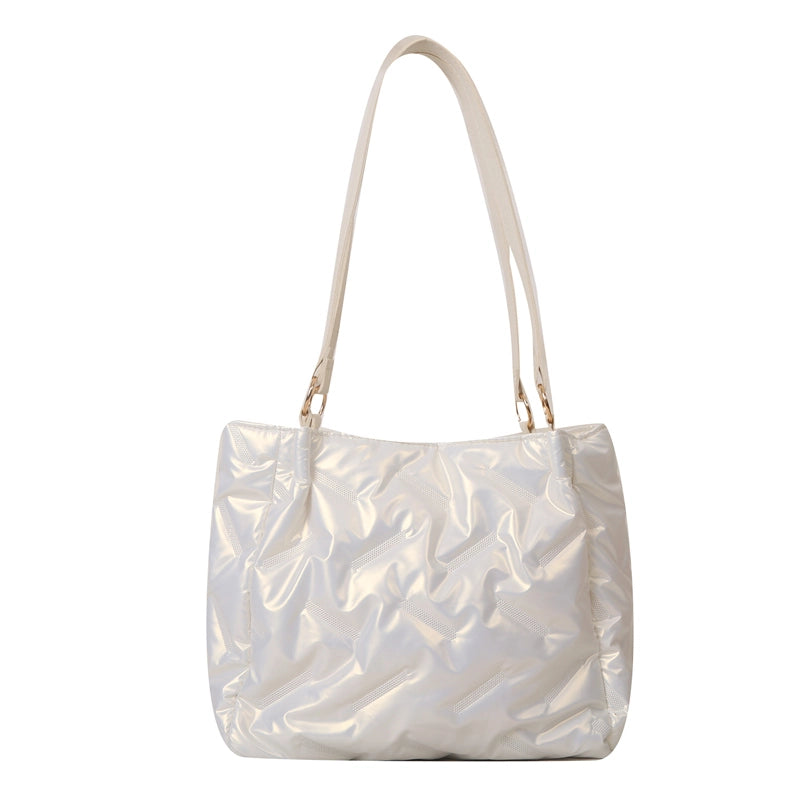 Women's Water Repellent Solid Color Classic Style Square Zipper Shoulder Bag
