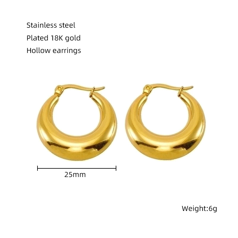 1 Pair Retro Solid Color Plating 304 Stainless Steel 18K Gold Plated Earrings