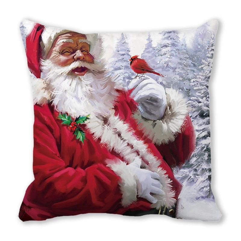 Christmas Pastoral Santa Claus Chemical Fiber Pillow Cases Couch & Sofa Decor