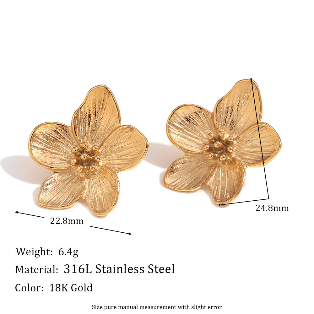 Fashion Circle Geometric Stainless Steel 18K Gold Plated Earrings