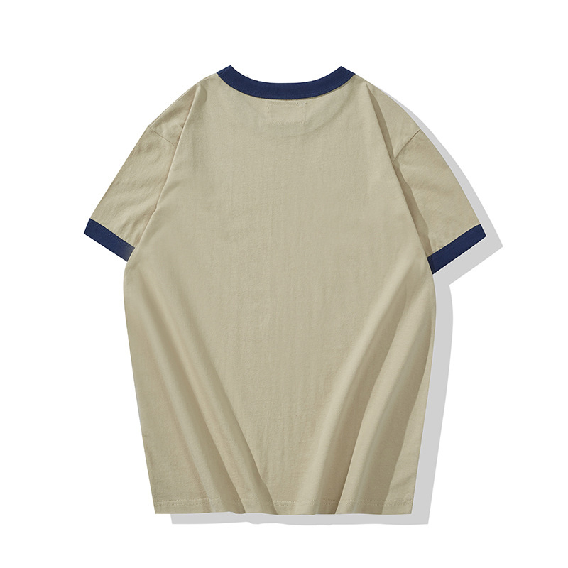 Retro Motorcycle 200g Colorblock Short-Sleeved T-Shirt